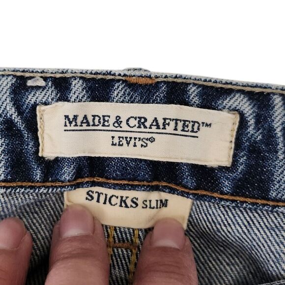 Levis Made & Crafted Jeans Womens 25 Blue Sticks Slim Fit Distressed Made Italy - Picture 3 of 14
